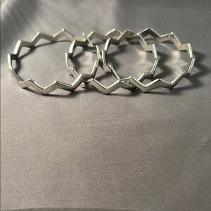 Silver Zigzag Bangle Bracelets